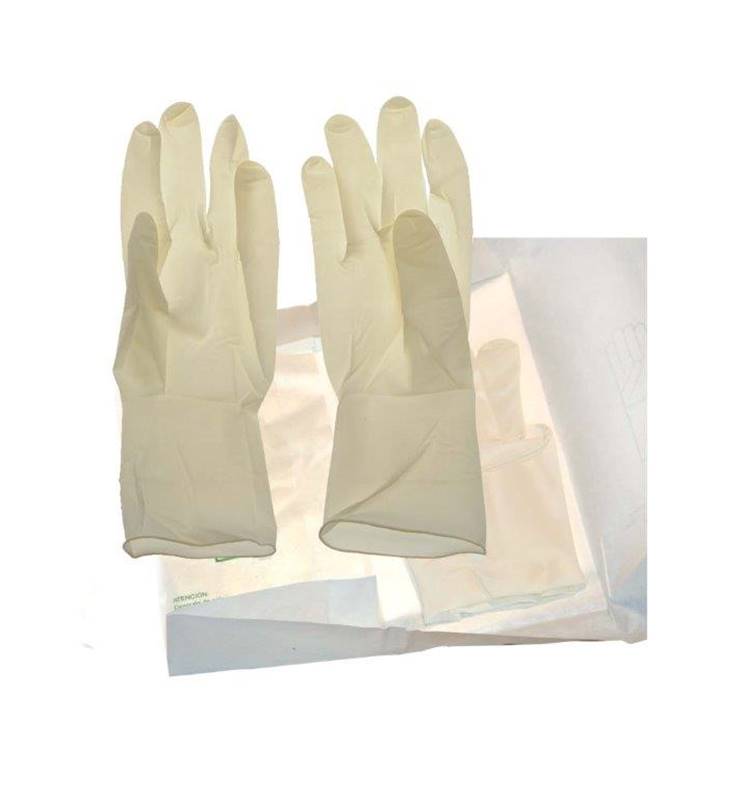 Gants stériles jetables blancs naturels, gants chirurgicaux